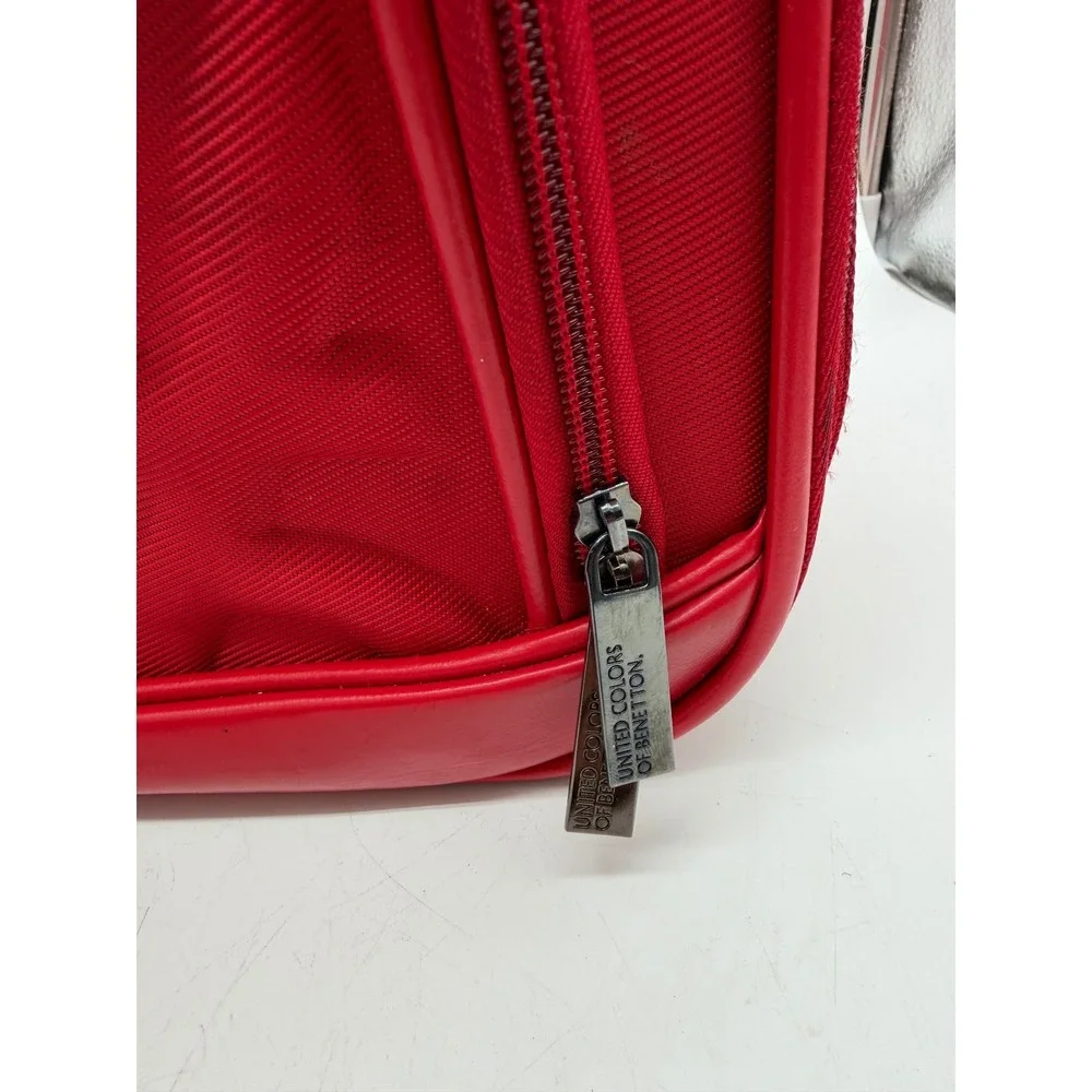 United Colors of Benetton Red Vanity Case Travel Cosmetic Bag Mirror Organizer